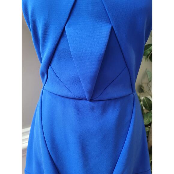 Aryn K Sleeveless Dress Women Medium Blue Fit Flare Ruffle Hem Cocktail Party - Picture 9 of 13